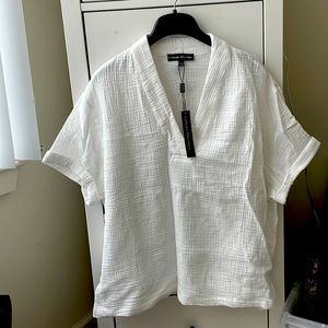 NWT Catherine Malandrino gauze white top